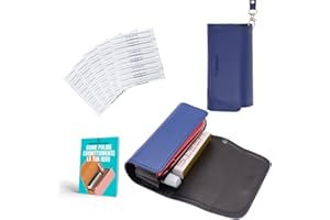 UPSHELL - Custodia Compatibile con IQOS 3 DUO e 2.4, in Eco Pelle Blu e Completa con 10 Bastoncini per Pulizia Holder e Ebook, Astuccio Sigaretta Elettronica con Organizer per Accessori e Ricariche