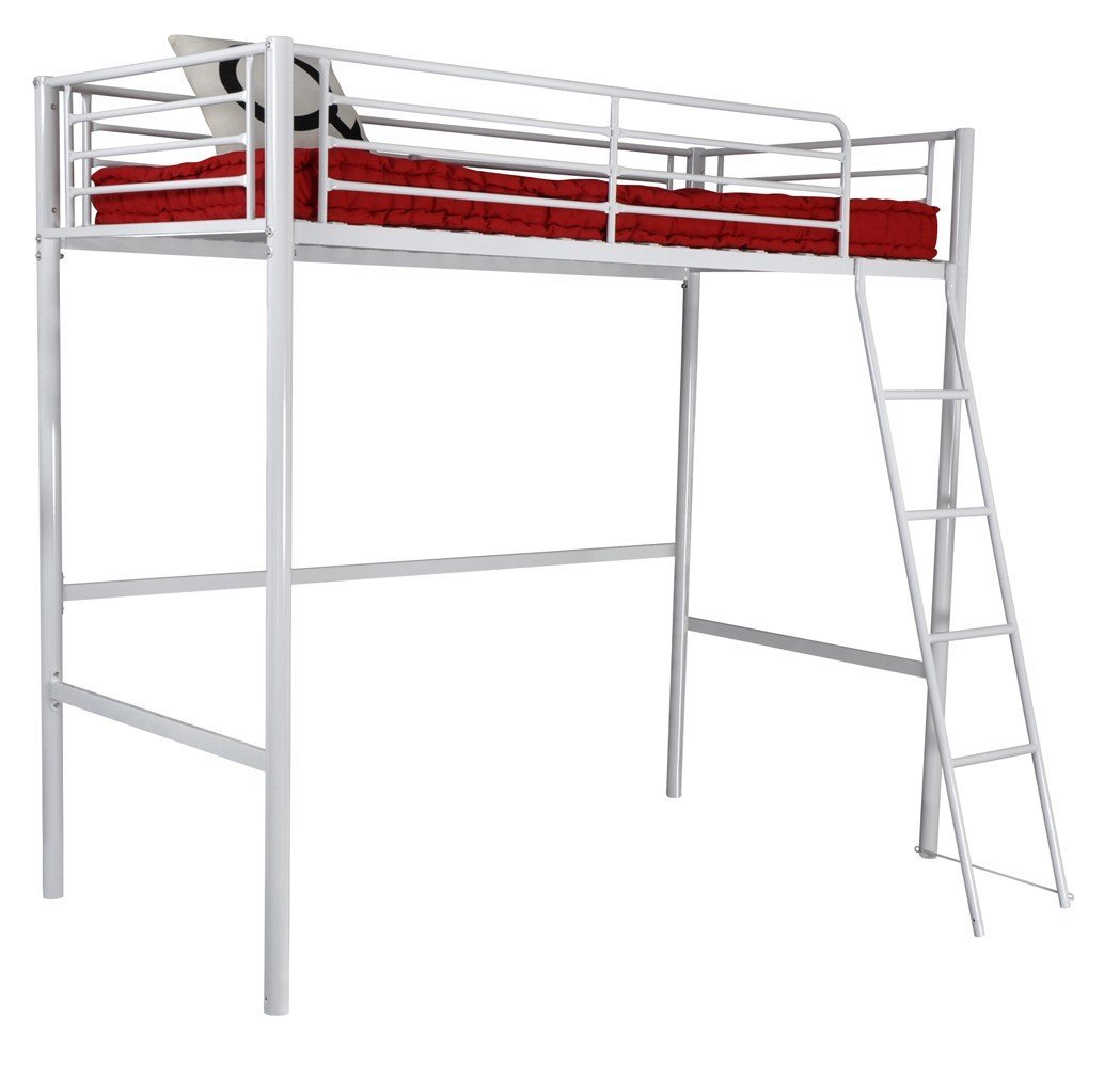 lit mezzanine metal blanc