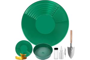 Ecoret-Pro Gold Washing Pan Set, 6-Piece Gold Panning Equipment, Gold Washing Channel Plastic Gold Pan with Gold Wash Sieve for Sand Nugget Mining Tub, Manual Gold Washing System, Digs, Green