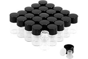 CADBIBE Trasparente Fiale di Vetro da 2 ml con Tappi a Vite e Tappi di Plastica, Flacone del Campione di Liquido Piccolo, Flacone a Prova di Perdite, 25 Pezzi