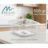 Plastik Saklama Kabı 500 gr 100'l&uuml; Kapaklı Sızdırmaz Kap Şeffaf Kullan At Kase