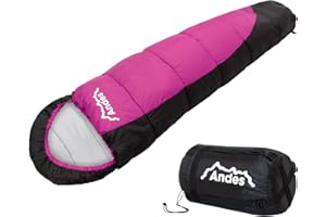 Andes Pichu 300 2-3 Season Childrens/Kids Camping Sleeping Bag, 300GSM Filling - Compression Carry Bag Included, Ideal For Camping, Cubs, Scouts, Guides
