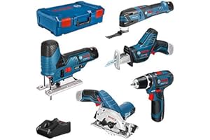 Bosch Professional 12V System Kit: GSR 12V-15 + GST 12V-70 + GKS 12V-26 + GSA 12V-14 + GOP 12V-28 + GLI12V-80 (+3X Batt. 3.0Ah, Caricabatt., XL-BOXX)