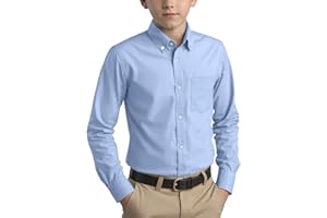 Spring&Gege Jungen Einfarbiges Hemd mit Knopfkragen Lässige Schuluniform für Kinder aus Baumwolle