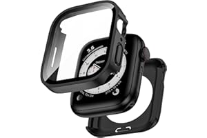 Kawoco 2 in 1 Wasserdichtes Hülle für Apple Watch Series 6/5/4/SE/SE2 44mm mit Eingebaut Kratzfest Gehärtetes Glas Schutzfolie, HD Hochempfindliche Schutzhülle für iwatch 44mm, Schwarz