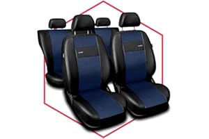 3er Set Saferide Autositzbezüge PKW universal | Auto Sitzbezüge Kunstleder Blau für Airbag geeignet | für Vordersitze und Rückbank | 1+1 Autositze vorne und 1 Sitzbank hinten teilbar 2 Reißverschlüsse