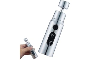 HLBKPX Kitchen Faucet Aerator Splash Proof Spout, 360° Swivel Tap Extender, 3 Function Kitchen Tap Spray Head Attachment, Kitchen Accessories, Water Tap Aerator, Replacement Extension Sprayer 3 Functions