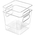 INKULTURE Clear Acrylic Pantry Organizer Bin With Handle For Food Storage, Refrigerator, Fridge, Cabinet, Kitchen, Countertops Etc | Extra Small | Pack of 02