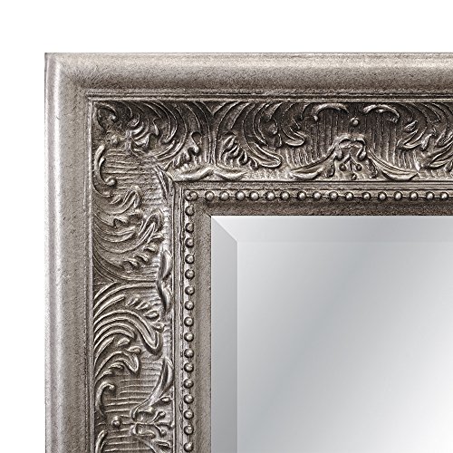 Pompöser Barock Spiegel FIORA 130x50cm antik-silber ANTIK Holzrahmen - 5