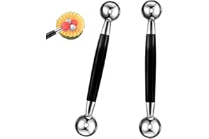 JYTDBCS 2 PCS Double Sided Melon Baller, Round Melon Balls Fruit Baller Scoop Melon Baller Scoop Stainless Steel Melon Baller Melon Scoop Double Scoop Ice Cream Cone Double Dessert Scoop for Fruit Ice