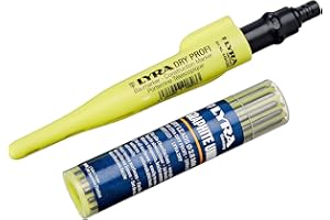 Lyra L4498103, LYRA DRY - Matita per edilizia professionale, con temperamatite e clip, 12 mine universali in grafite da 2B, per tutte le superfici, in blister