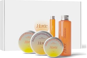 HORÉE - Coffret Cadeau - 5 Soins du Visage Bonne Mine BIO - Lisse & Illumine - Baume Démaquillant + Lotion 3-en-1 + Masque + Sérum + Gelée - 100% Frais, Naturel & Vegan - Tous Types de Peaux