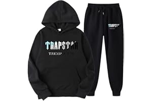 VVNHJA Tuta Trapstar Uomo Donna Completo Trapstar Unisex 2 Pezzi Jogging Sportiva Set Autunno Inverno Felpa con Cappuccio in Plie e Pantaloni