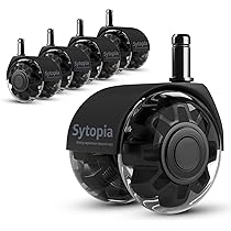 Set 5 Ruote In Gomma Per Sedia Ufficio - Diametro 50mm, Adatte Parquet E Pavimenti Delicati, Scorrimento Silenzioso E Protettivo - Foto 2