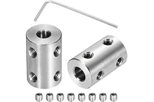 sourcing map Rigid Screw Coupling 5mm to 6mm Shaft Coupler Connector L22mm x D14mm Steel Joint Connector Rigid Coupling Set for 3D Printers DIY Encoder with 8 Screws & Hex Wrench, 2 Pcs