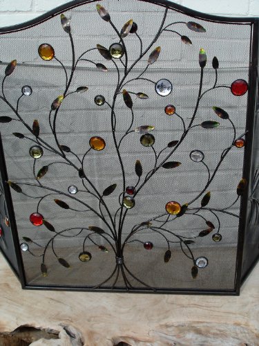 Stunning Jewel Branch Firescreen, Red and Gold 80cm high
