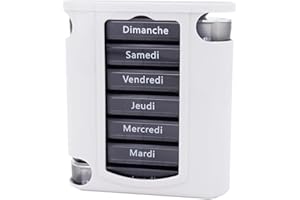 MEDIPILL - Tower dose pilulier semainier MED-S28T - UN PIECE - Avec 4 compartiments par barrettes (GRIS)