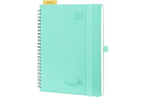 ‎POPRUN POPRUN Kalender 2024 2025 Wochenplaner 22 x 16,5 cm, 17-Monate-Terminplaner Ringbuch (Aug.2024-Dez.2025), Buchkalender 1 Woche 2 Seite mit Softcover, FSC®-Zertifiziertem Papier - Mintgrün