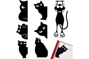 Diyxisk Marcadores magnéticos,Black Cat Marcadores de libros 5pcs set,Marcadores for libros de Animal Mark for regalos de profesores de estudiantes Papelería creativa Marcadores de libros de lectura