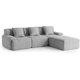 MILYsofa Sof&aacute; Modular, 3 plazas con Chaise Longue, tapizado en Chenilla, Fundas de Cojines desenfundables (Gris Mineral, 3 pl