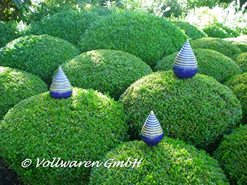 ROSENKUGEL ZAPFEN geringelt KERAMIK H17 handgearbeitet blau Kunstkeramik FROSTFEST - 4