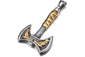 GTHIC Halskette mit Wikinger-Axt-Anhänger aus Edelstahl für Männer und Frauen, nordischer Raben-Schmuck, Geschenke