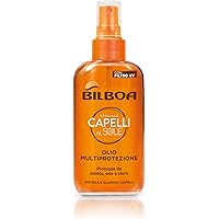 Bilboa Olio Solare Capelli con Filtro UV, Filtro Multiprotezione con Olio d'Argan, Protegge da Sabbia, Sale e Cloro, Districa