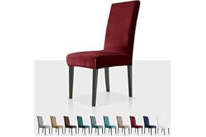 MAXIJIN Coprisedie con Schienale 4 pezzi in Velluto, Elasticizzato Lavabile Fodere coprisedia per sala da pranzo con Fascia Elastica per Ristorante, Hotel (Rosso, 4)