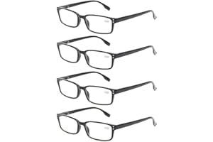 Kerecsen 4-Pack Rectangular Retro Style Men Reading Glasses Spring Hinges Comfortable Readers (+1.75, 4 Pack Black)