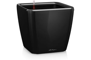 Lechuza – Pot de Fleurs d'Interieur – Premium Quadro Ls – Réserve d'Eau Intégrée – Coloris Noir – 43 x 43 x 40 cm