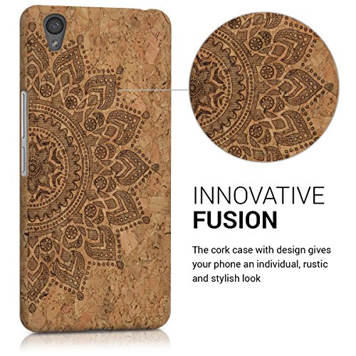 kwmobile Funda de corcho para OnePlus X  5 0   - Case trasero Dise  o Sol saliente para m  vil - Cover protector duro en marr  n oscuro marr  n claro