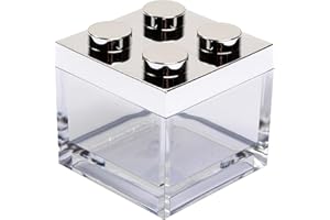 Manzoni Home - Contenitori Mattoncino - Set da 12 Pezzi - Versione Premium Argento Metallizato - Ideali Come Bomboniere per Battesimo e Decorazioni Creative - Made in Italy