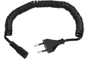 BOLONGKING Universal 2 Pin Shaver Power Lead for Philips Norelco, Remington, Grundig, Braun, Coiled (Check Model List in Description)