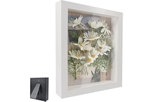FEADBYT 3D Shadow Box, 20 x 25 cm Wooden Deep Picture Frame, Fill the Photo Frame, 3D Shadow Box Picture Frame, Flower Display Photo Frame, Used for Displaying Flowers, Souvenir Displays, White