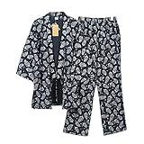 Cómodo y con textura Trajes de Estilo japonés de los Hombres Traje de Pijama de algodón Puro Kimono Pijama Set- # 06