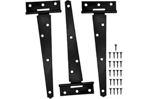 YIPUETERNITY 3 Pack T Strap Hinges, 12 Inch 300mm Heavy Duty Metal Shed Tee Hinge With Screws for Door, Garden Gate, Barn, Fence, Windows - Black