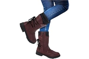 BOTCAM Bottines pour femme - Bottes de loisirs - Bottes d'hiver chaudes - Bottes de neige - Rétro - Mode - Hiver - Automne - Bottes d'hiver