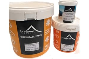 PINTURAS LA NIEVE PINTURA IMPERMEABILIZANTE PLUS FIBRA. ANTI GOTERAS PARA TERRAZAS Y TEJADOS. PRIMERA CALIDAD (20 Kg, Blanco Nieve)