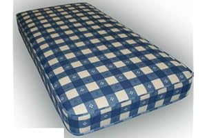 W WILSON BEDS A LUXURY YOU CAN AFFORD Wilson Beds - Kids 4" (10cm) Deep Firmer All Reflex Foam Mattress, Medium Firm (Blue Check, European Single 90 x 200cm)