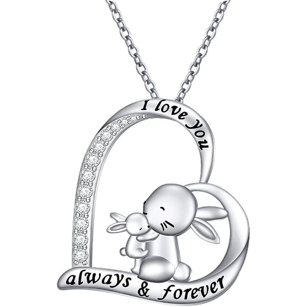 Wendalern Cubic Zirconia Coniglietto Collana Cristallo Lucido Coniglio Ciondolo Collana Argento Lunga Catena Scatola Carino Animale Coniglietto Collane Gioielli Per Le Donne Ragazze