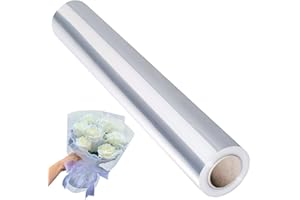 MULINHAI Papier d’emballage Transparent，80 cm x 30 m Papier transparent emballage Papier cadeau transparent Cellophane，pour Fleurs, Artisanat, Emballage Cadeau
