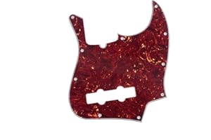 Musiclily Pro 10 Agujeros Estilo Moderno J Bass Pickguard Golpeador para Bajo Jazz Bass de Fabricación Americana de 4 Cuerdas,4 capas Vintage Tortoise