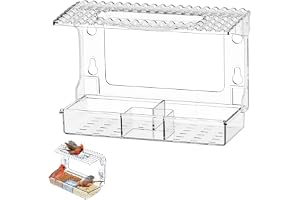 Joyzzz Bird Feeder, Clear Window Bird Feeder with Integrated Bird Bath and Two Compartment Tray, Strong Suction Cups for Secure Outdoor Mounting, Bird Lovers and Elderly Children