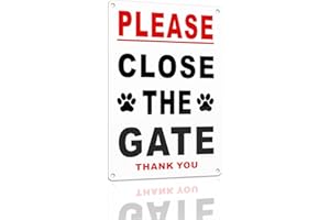 SINMAO Please Close the Gate Sign Vertical Alu Reflective 300x200mm with Pre-Drilled Holes for Easy Installation to Fence Door or Gate White x1