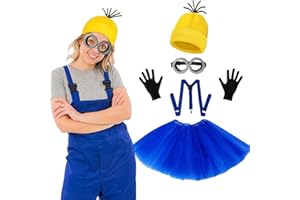 WKPBJX Costume Accessory, Halloween Decorations, 3/5 Pcs Halloween Costumes Includes Goggles Yellow Beanie Gloves Tutu Skirt And Suspenders, for Cosplay Party Fancy Dress Costume Games Party