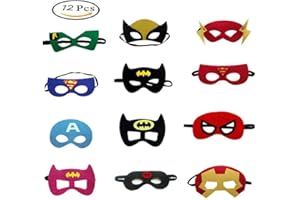 MOMO FING Morkia Masques de Super-Héros, 12pcs Masques pour Enfants Dress Up Masque de Super-héros Cosplay Pour Enfants Cadeaux D'anniversaire et Fête d'Anniversaire pour Filles, Garçons et enfants