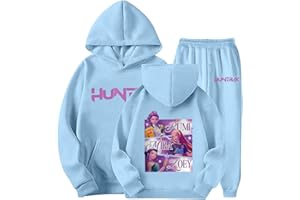 Generico Tuta Ragazze 2-14 Anni Completo Felpa con Cappuccio e Pantaloni da Jogging Set da 2 Pezzi Anime Stampa Tute da Sportiva Invernali Completi Tracksuit Y2K Streetwear per Bambino