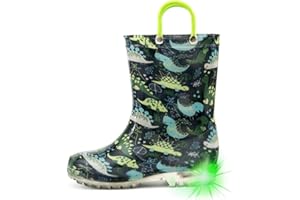 Hugrain Adorabili stivali di gomma luminosi per bambini, con manici facili da applicare