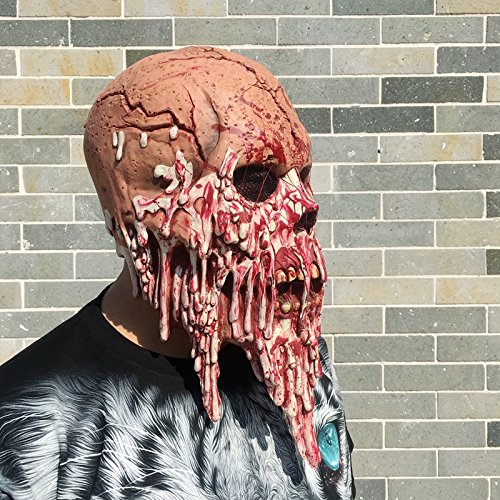Zombie Monster Dämon Höllenbestie Horror Maske verbanntes Gesicht aus Latex mit Öffnungen an Augen Halloween Karneval Fasching Kostüm Verkleidung für Erwachsene Männer und Frauen Damen Herren gruselig Grusel - 4