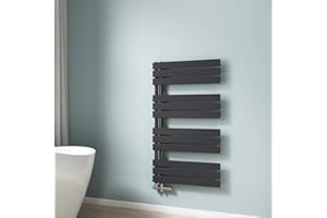 EMKE Scaldasalviette termoarredo piatto, Termoarredo da Bagno, 1041 x 600 mm, antracite colore, collegamento laterale, 639W, radiatore scaldasalviette ad acqua calda